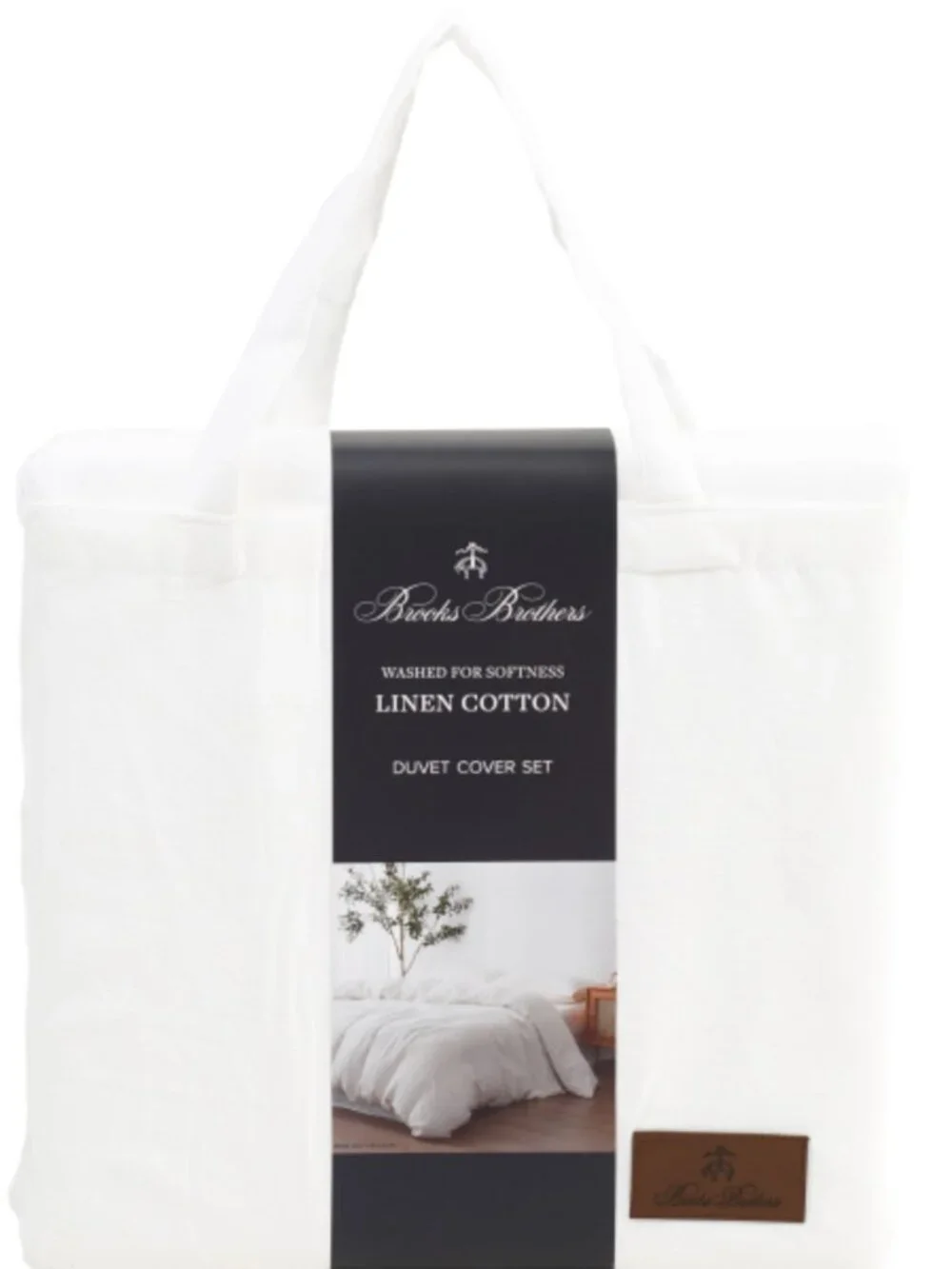 3pc Brooks Brothers White Linen Cotton Blend KING Duvet Sham Set Comfort NEW